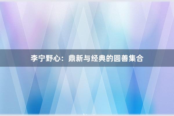 李宁野心：鼎新与经典的圆善集合